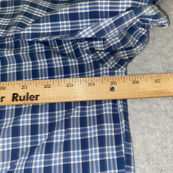 Eddie Bauer Men's L Button Down Shirt‎ Blue White Plaid Long Sleeve 100% Cotton - Picture 10 of 13